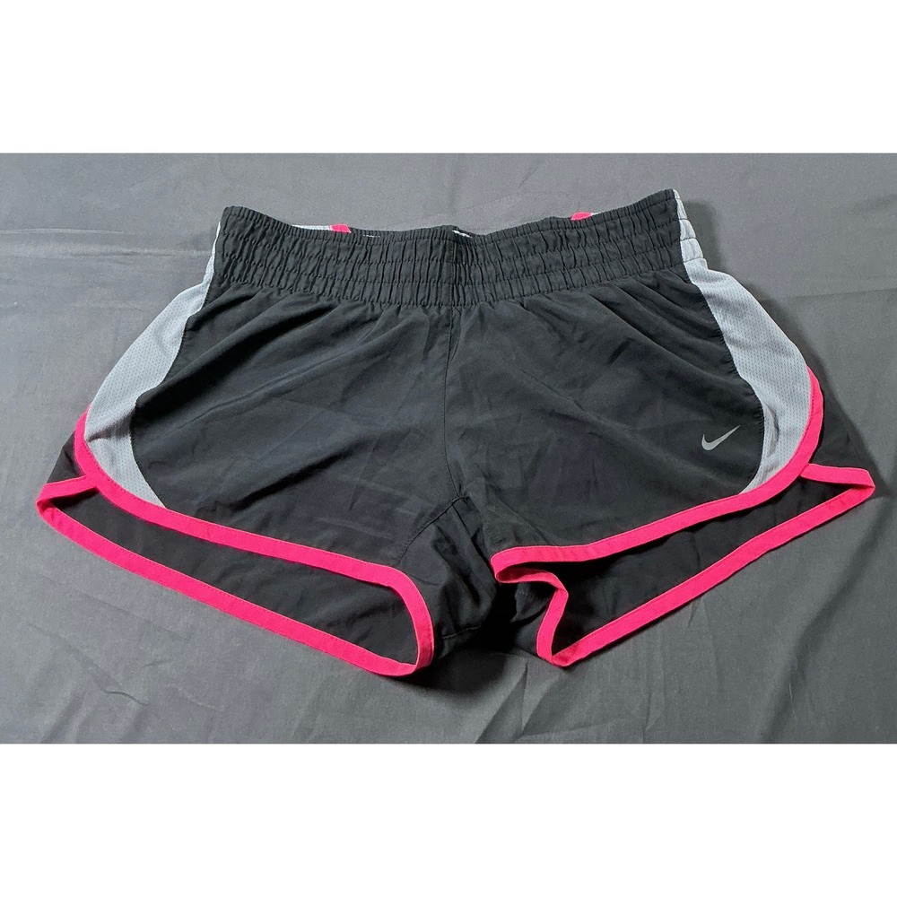 Nike Dri-FIT Women Running Shorts Grey Pink Mesh Trim Small Athletic Gym Workout
